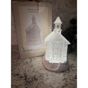 Cracker Barrel 10" Lighted Acrylic Church Glitter Globe Orig Box Christmas